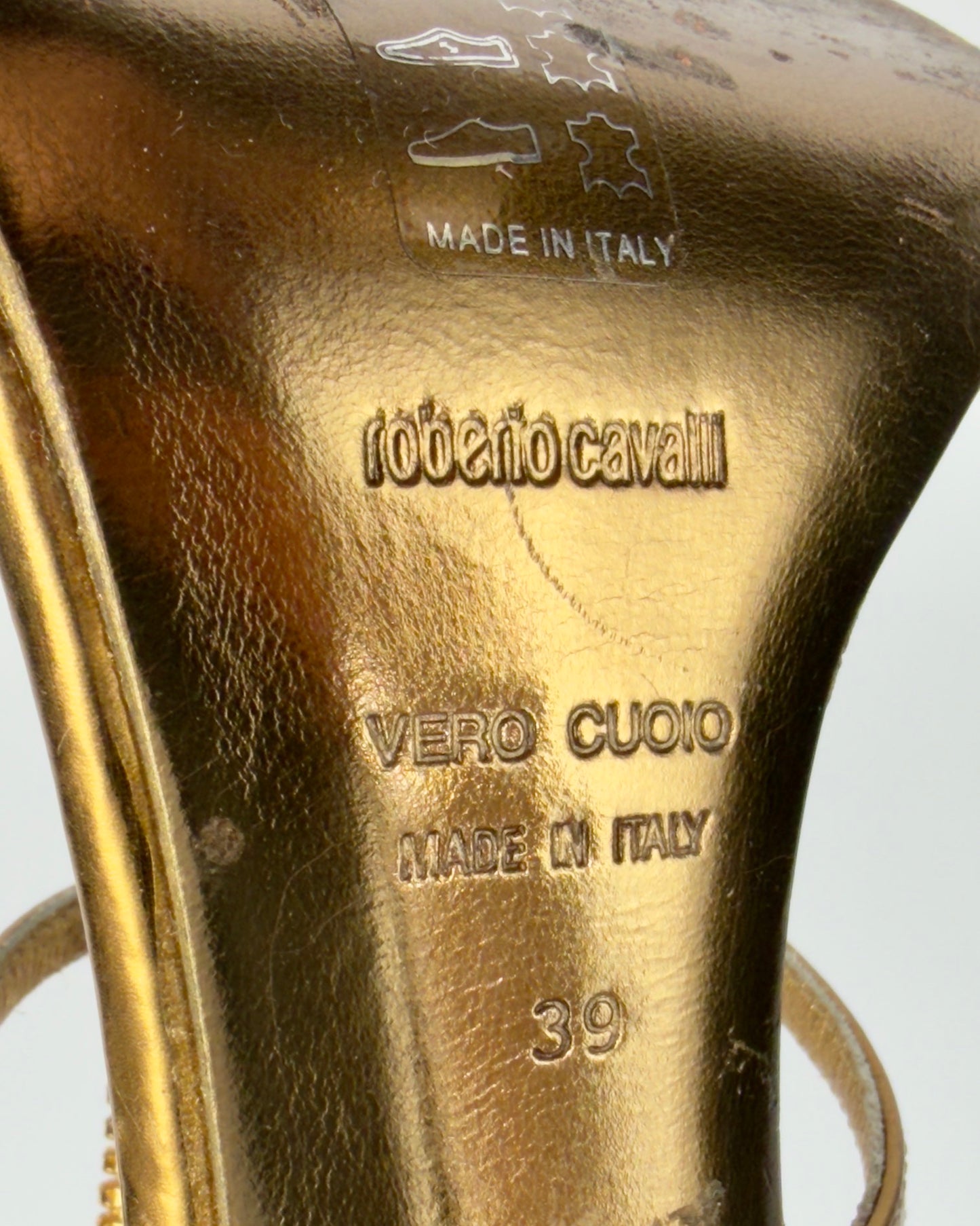 Roberto Cavalli Vintage Scarab Heels — 39