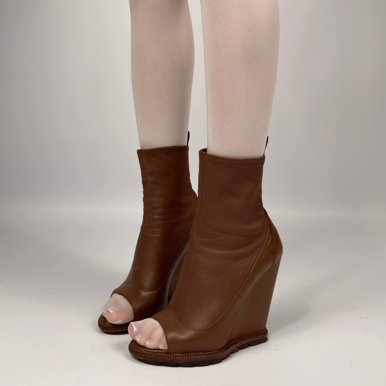 Camilla Skovgaard Peep Toe Leather Boots — 38/38.5