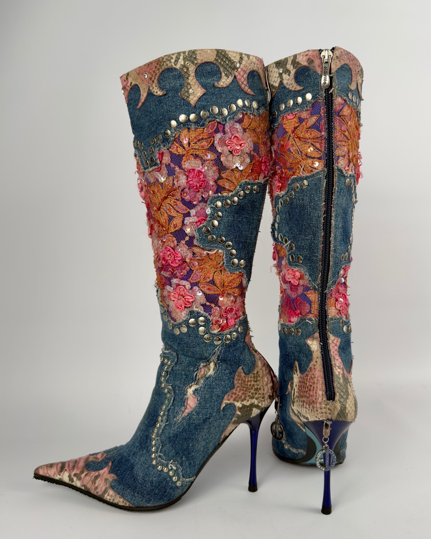 El Dante’s Couture Vintage Denim Boots