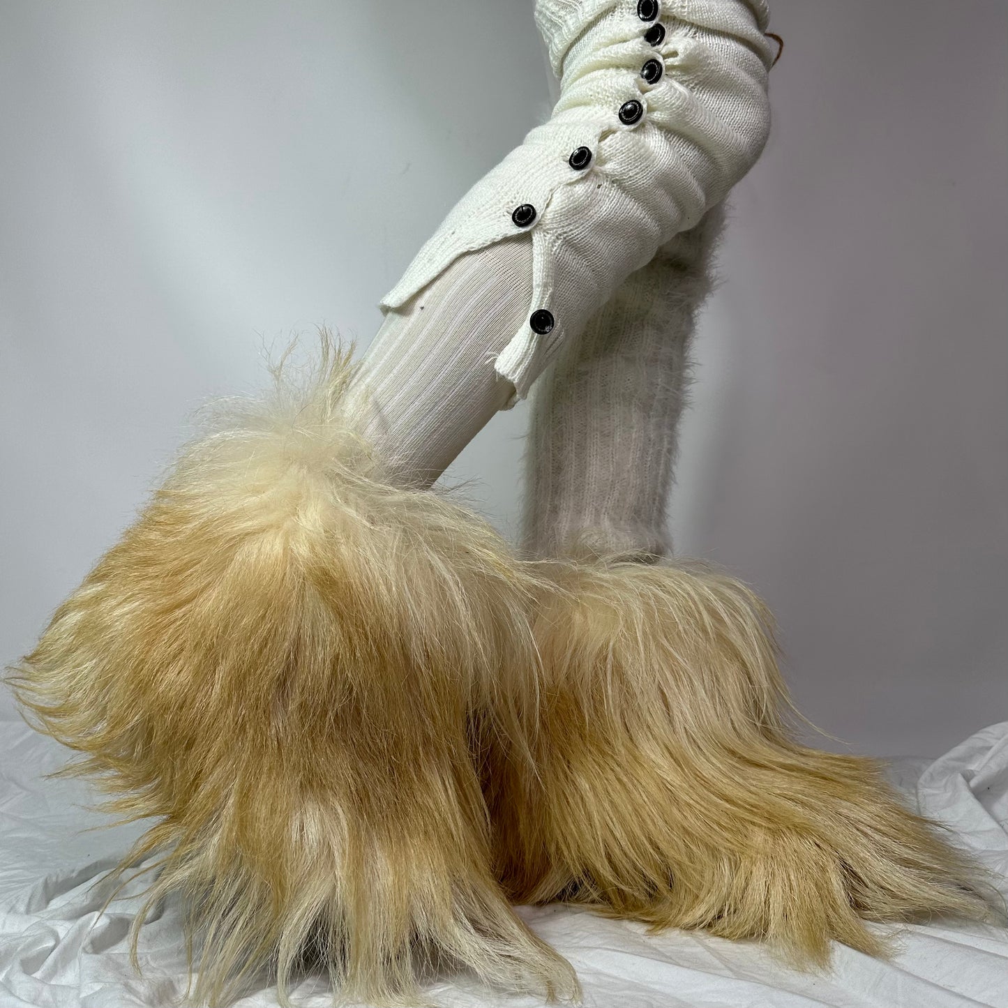 Blonde Vintage Long Hair Fur Boots 38/39