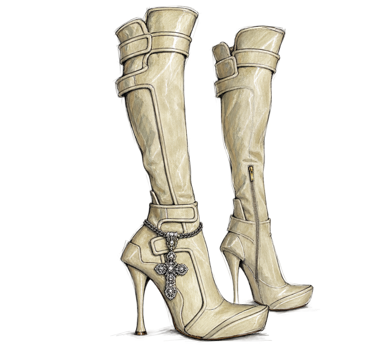 Cream archive boots