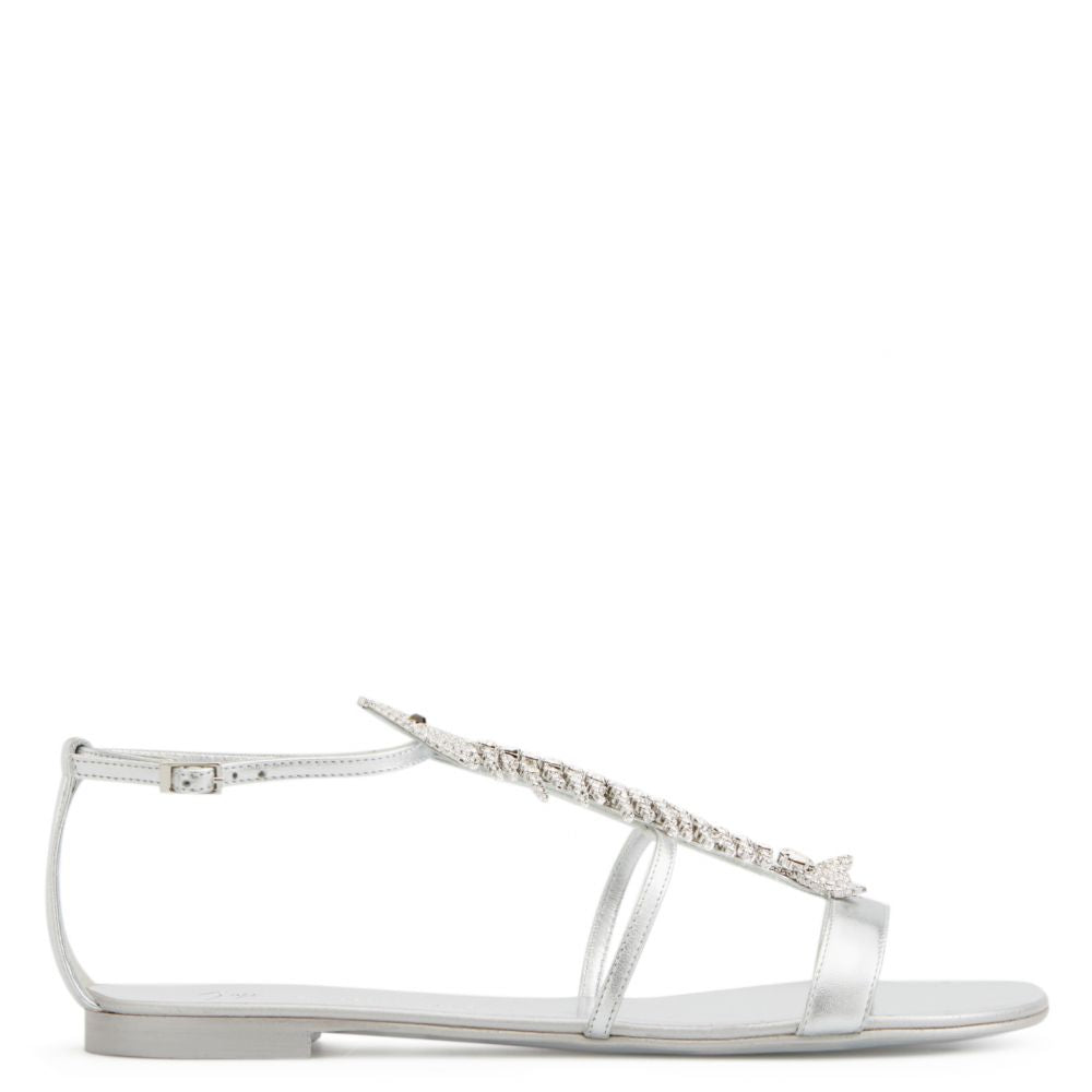 Giuseppe Zanotti Silver Fishbone Sandals — 36