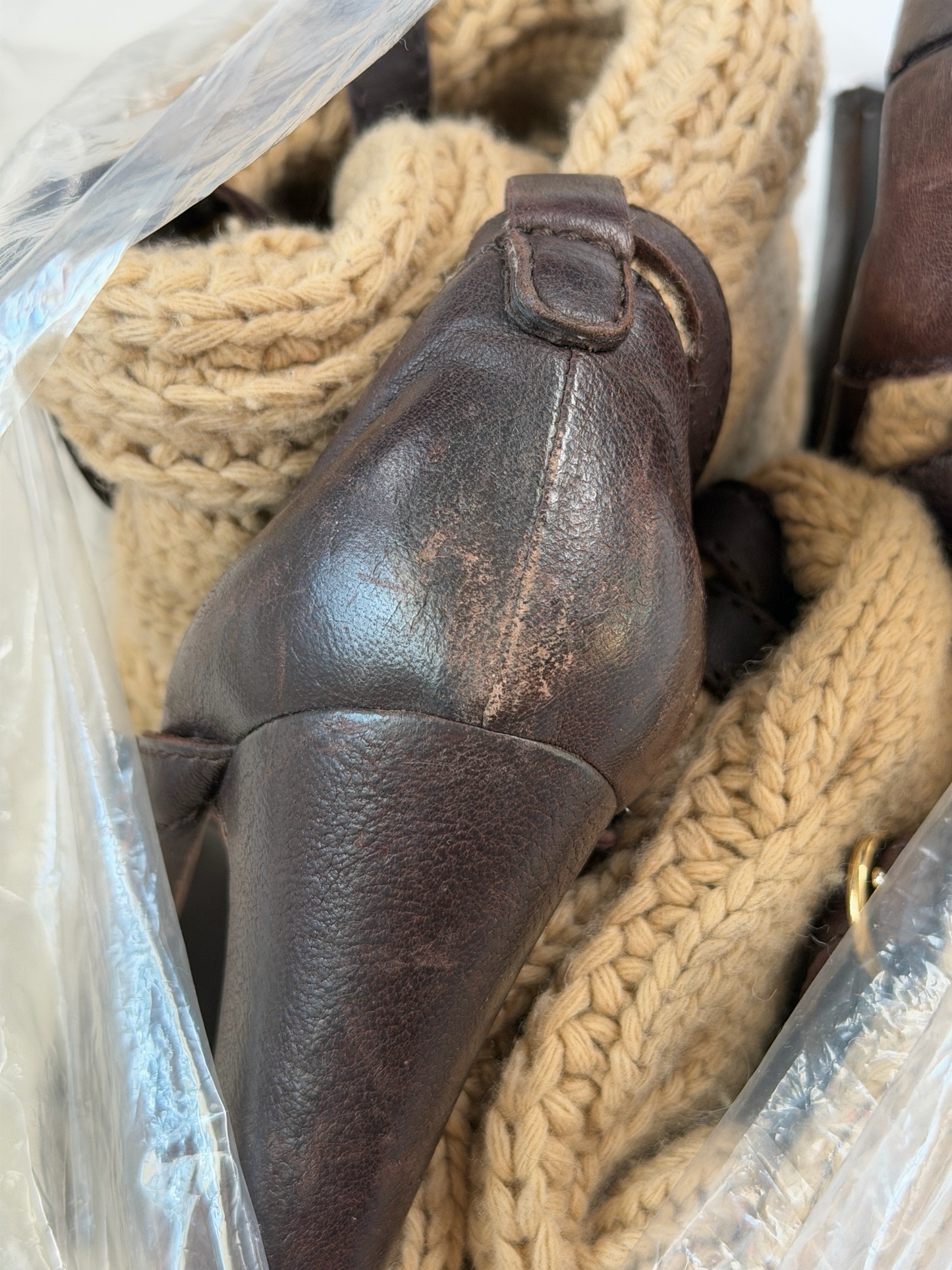 Vintage Knit Buckle Boots — 38/39