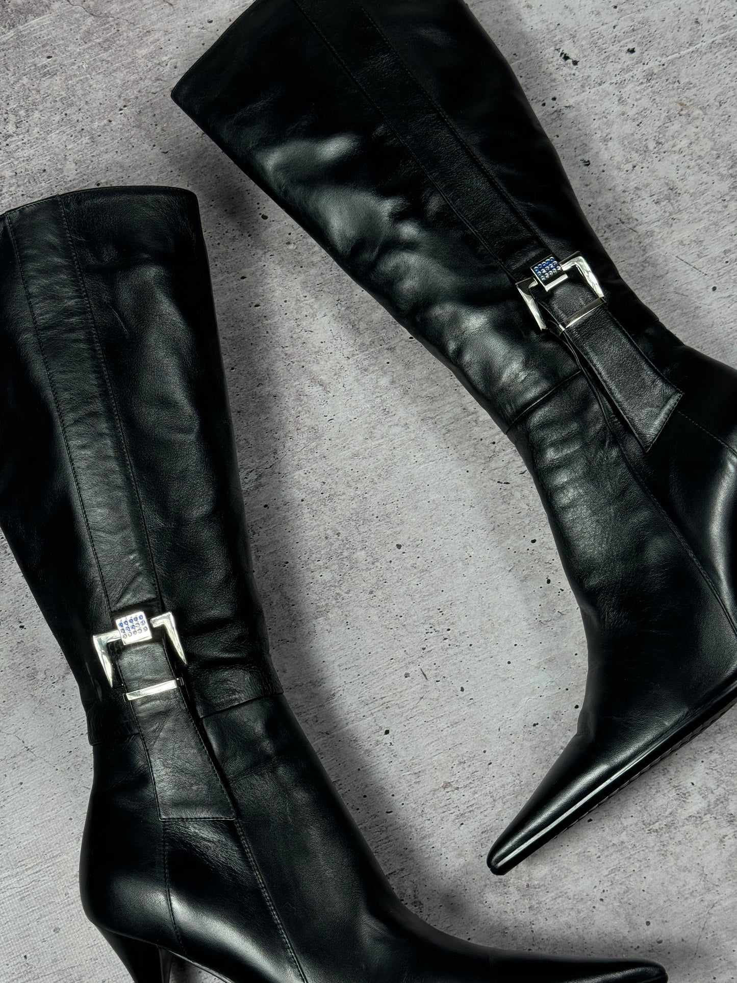 Vintage Black Classic Leather Boots 40/40.5