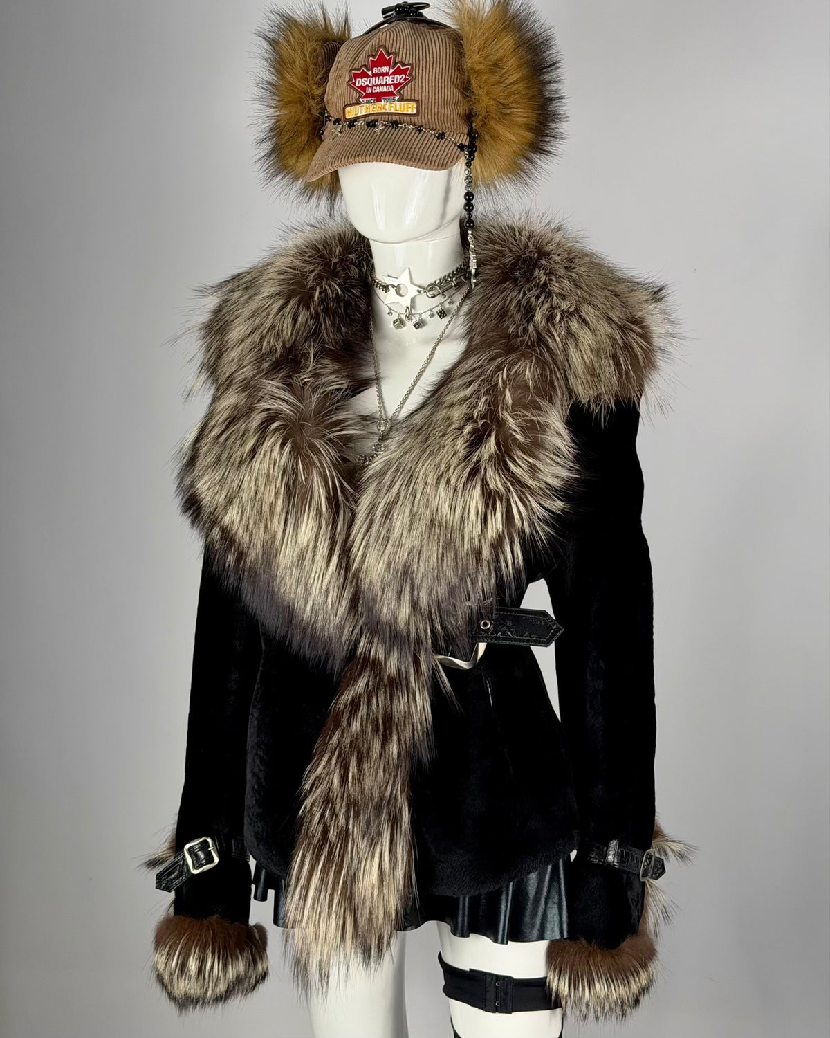 Vintage Fur Leather Jacket — M/L