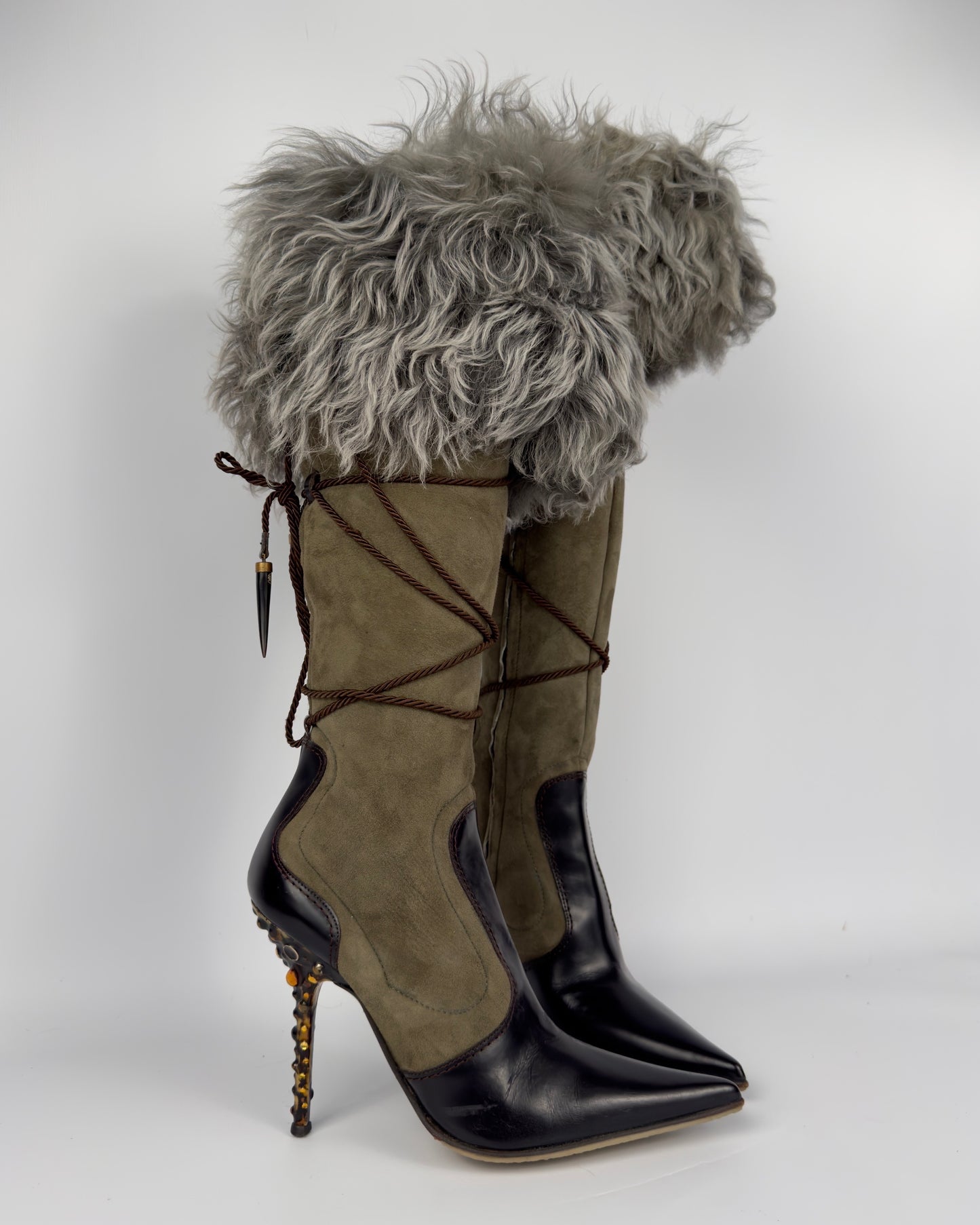 Vicini Italian Vintage Fur Boots — 36