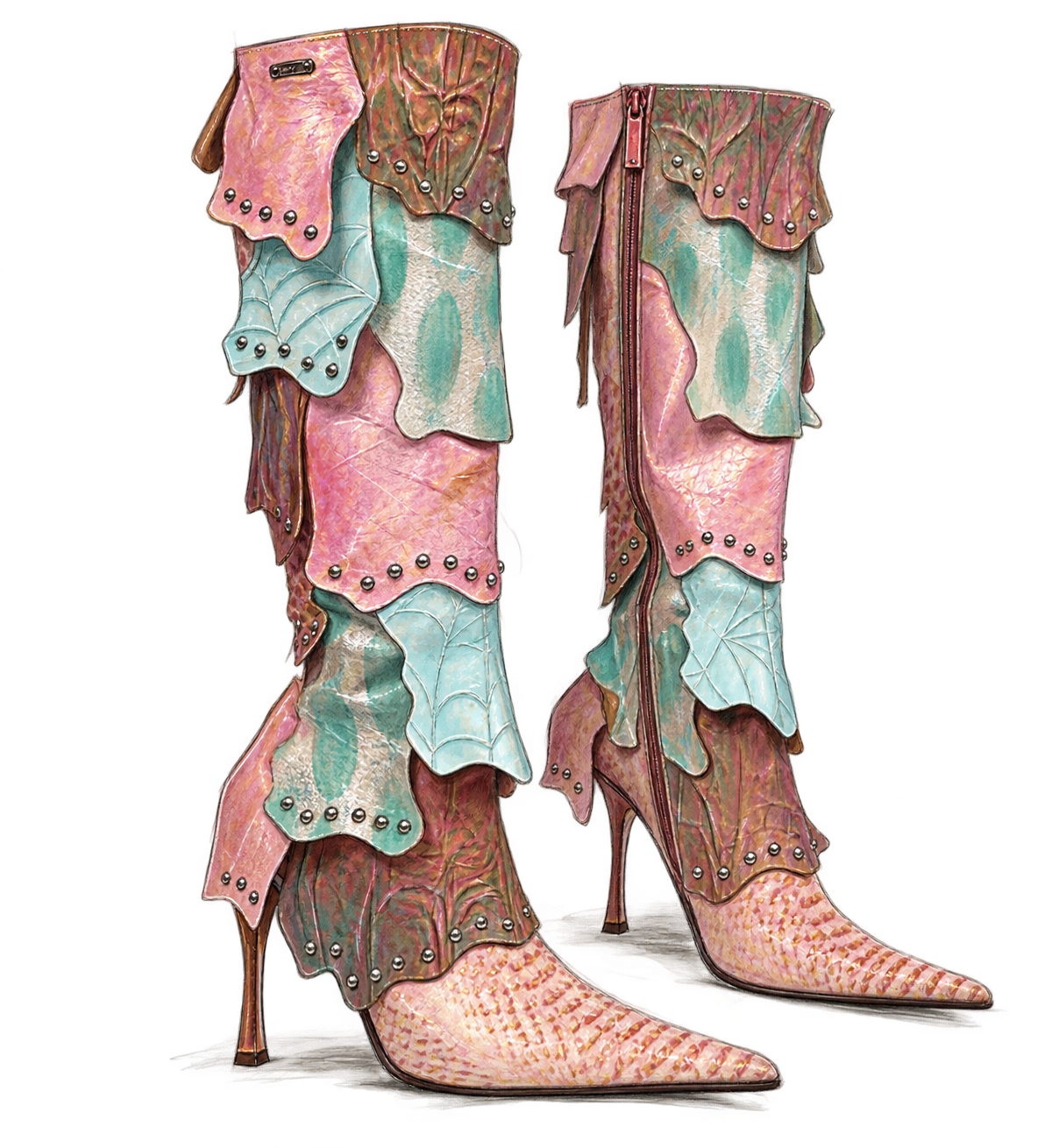 Pink archive boots