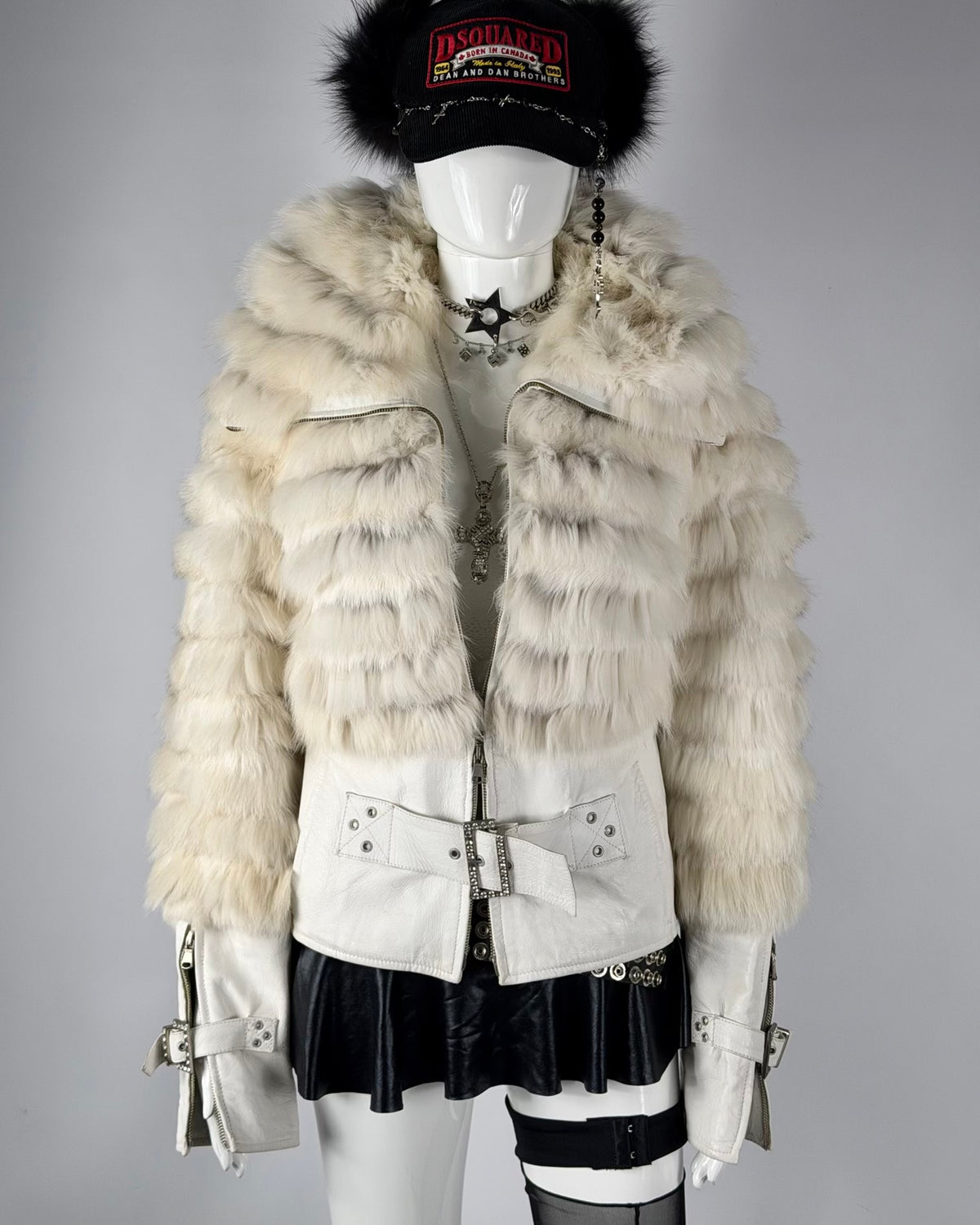 Vintage Fur Leather Jacket — M
