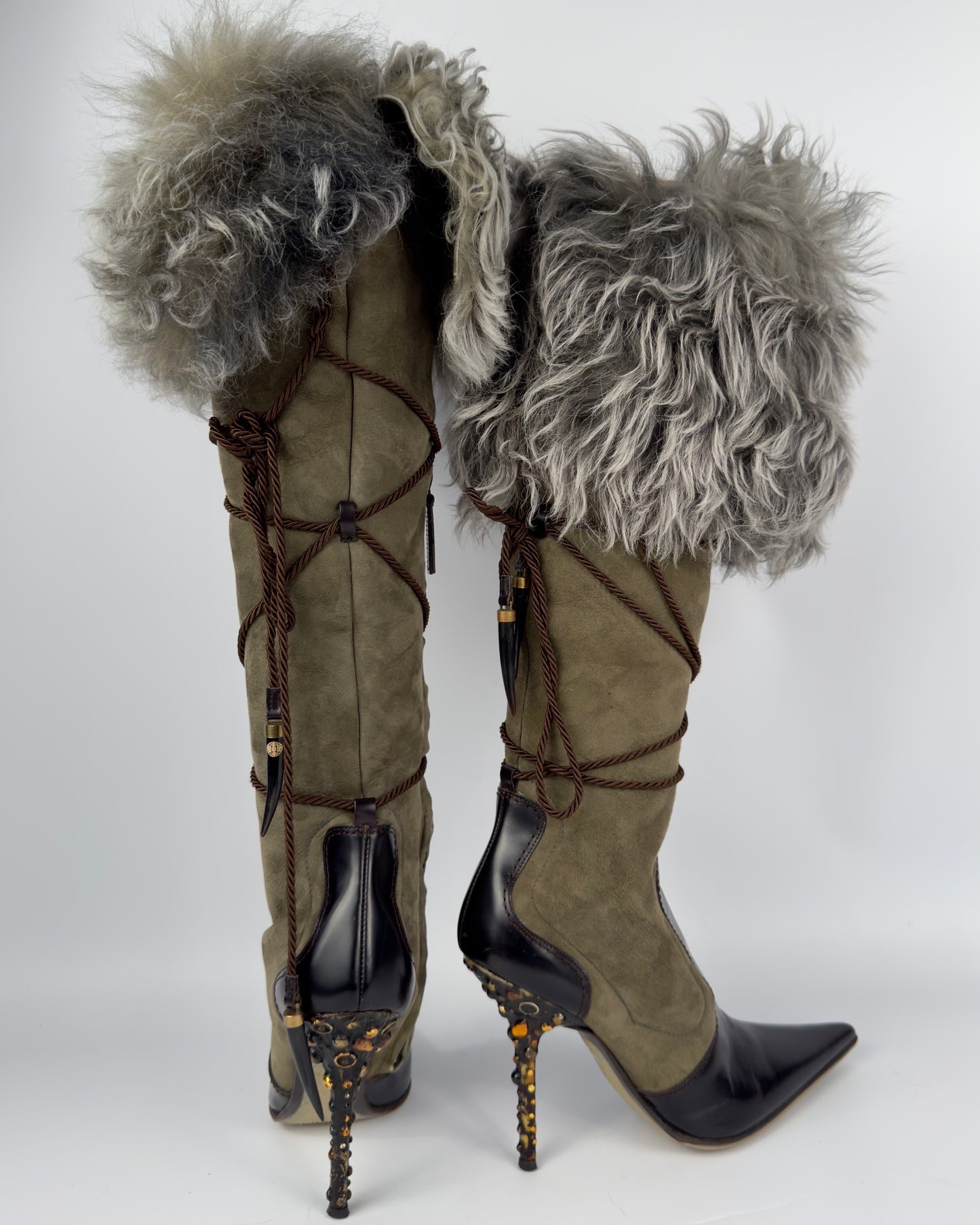Vicini Italian Vintage Fur Boots — 36