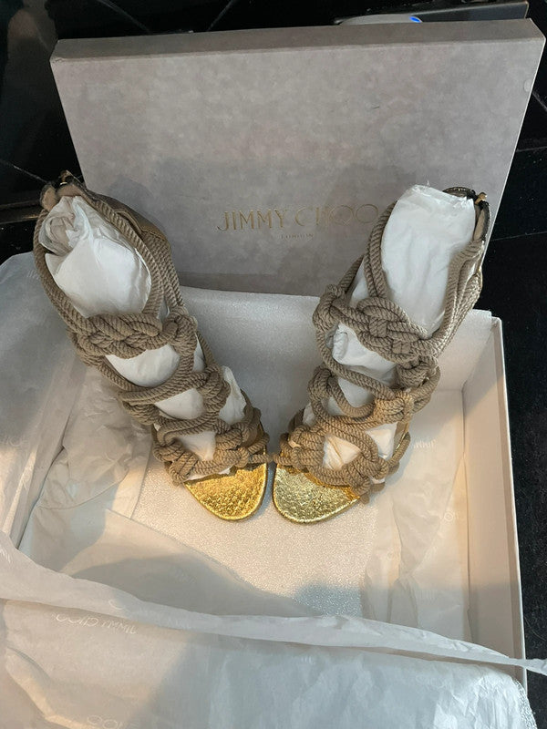 Jimmy Choo Rope Snakeskin Heels — 39.5