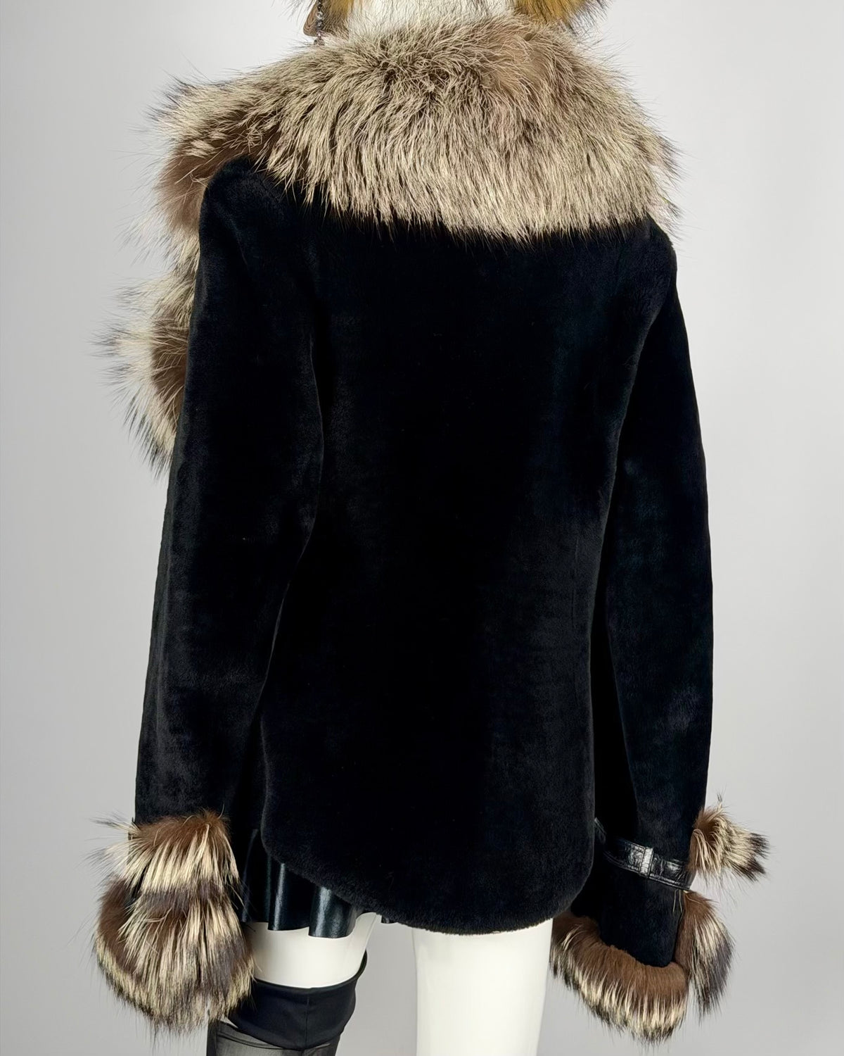 Vintage Fur Leather Jacket — M/L