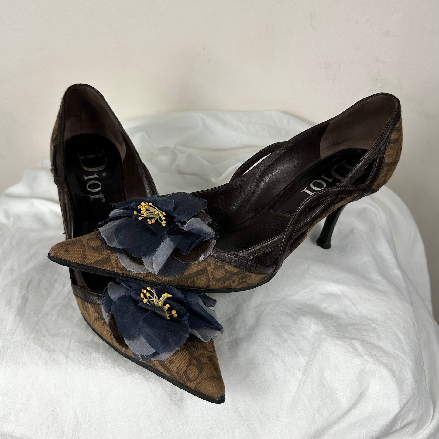 Dior Vintage Flower Monogram Heels 39/39.5