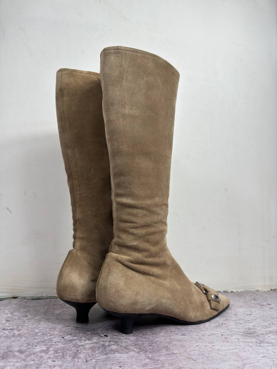 Prada Vintage Suede Boots Kitten Heels 37/38