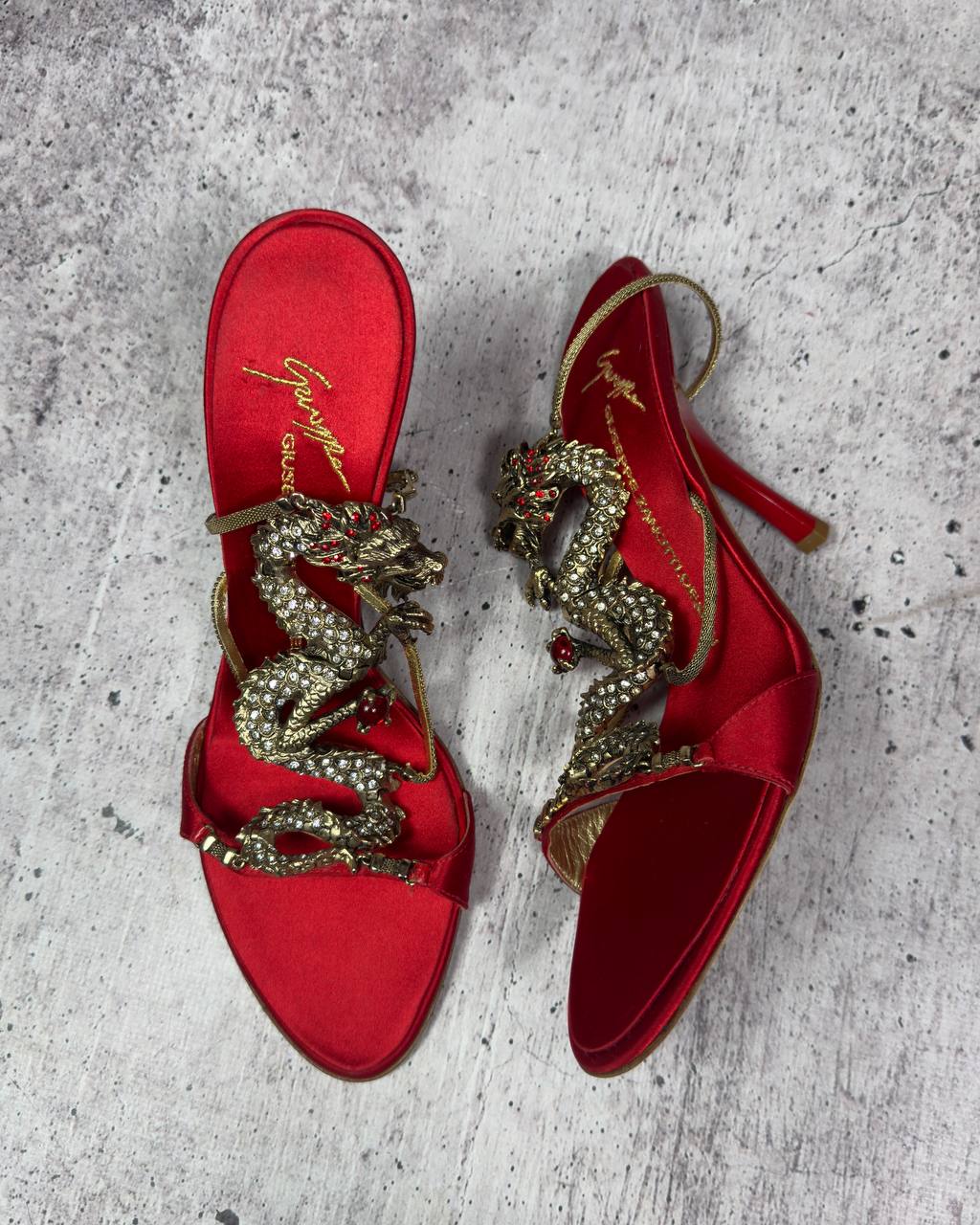 Giuseppe Zanotti Vintage Red Dragon Heels 37/38 - new with box