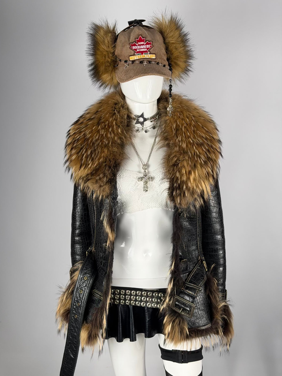 Vintage Fur Leather Jacket — XS/M
