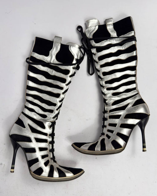 Vintage Italian Leather Spine Boots — 36/36.5