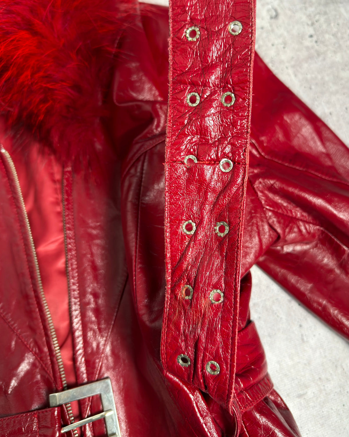 Vintage Fur Leather Jacket — M