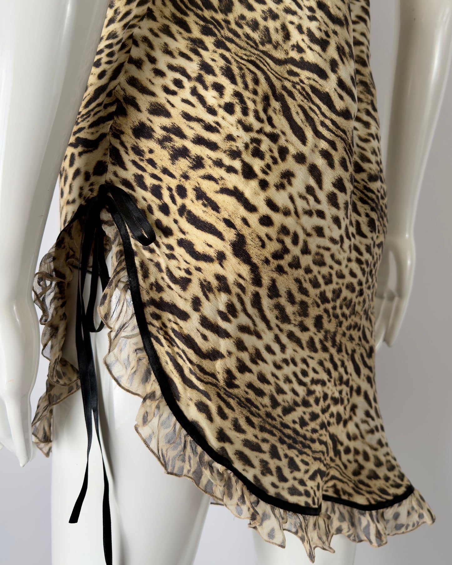 Roberto Cavalli early 2000s Leopard Silk Mini Dress