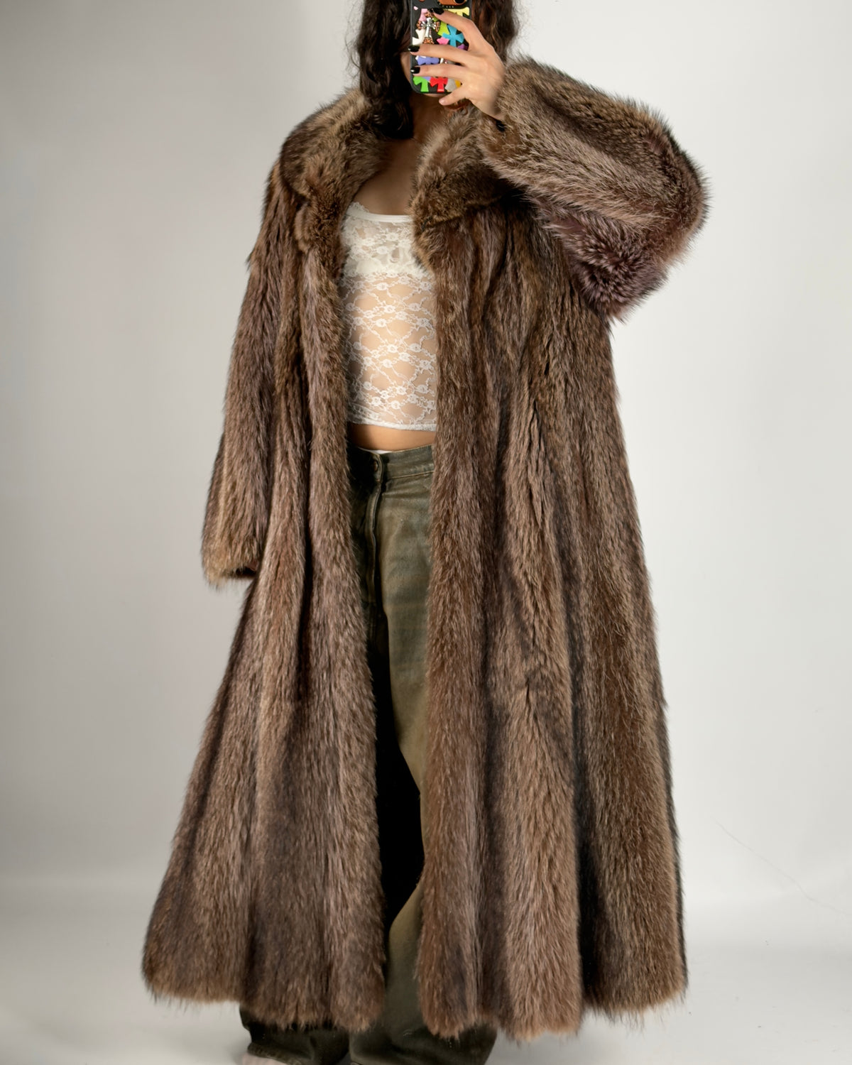 Vintage Brown Fur Coat — M/XL