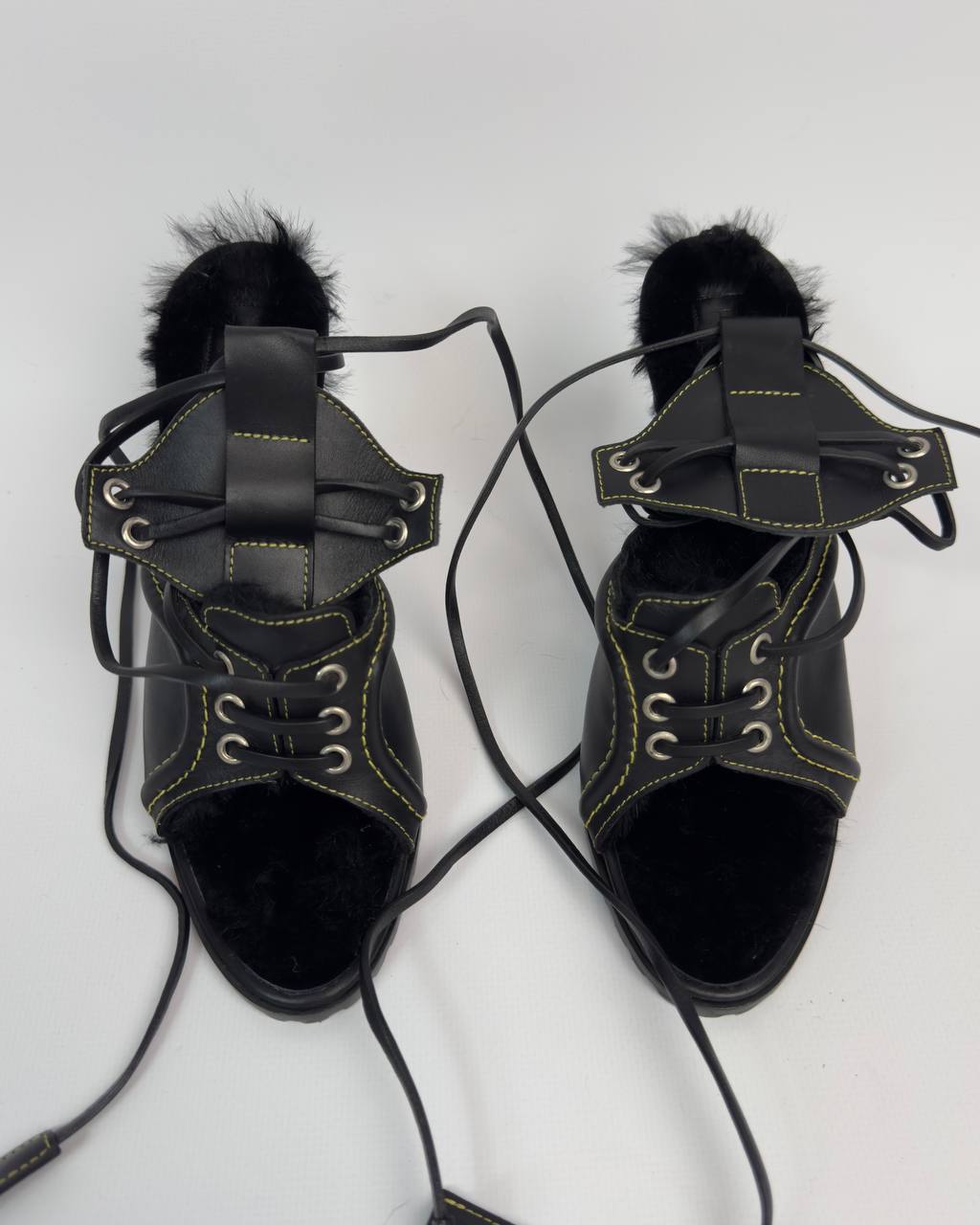 DSQUARED2 BIREL Rare Sneaker-Laced Heels with Fur Insole — 38/39