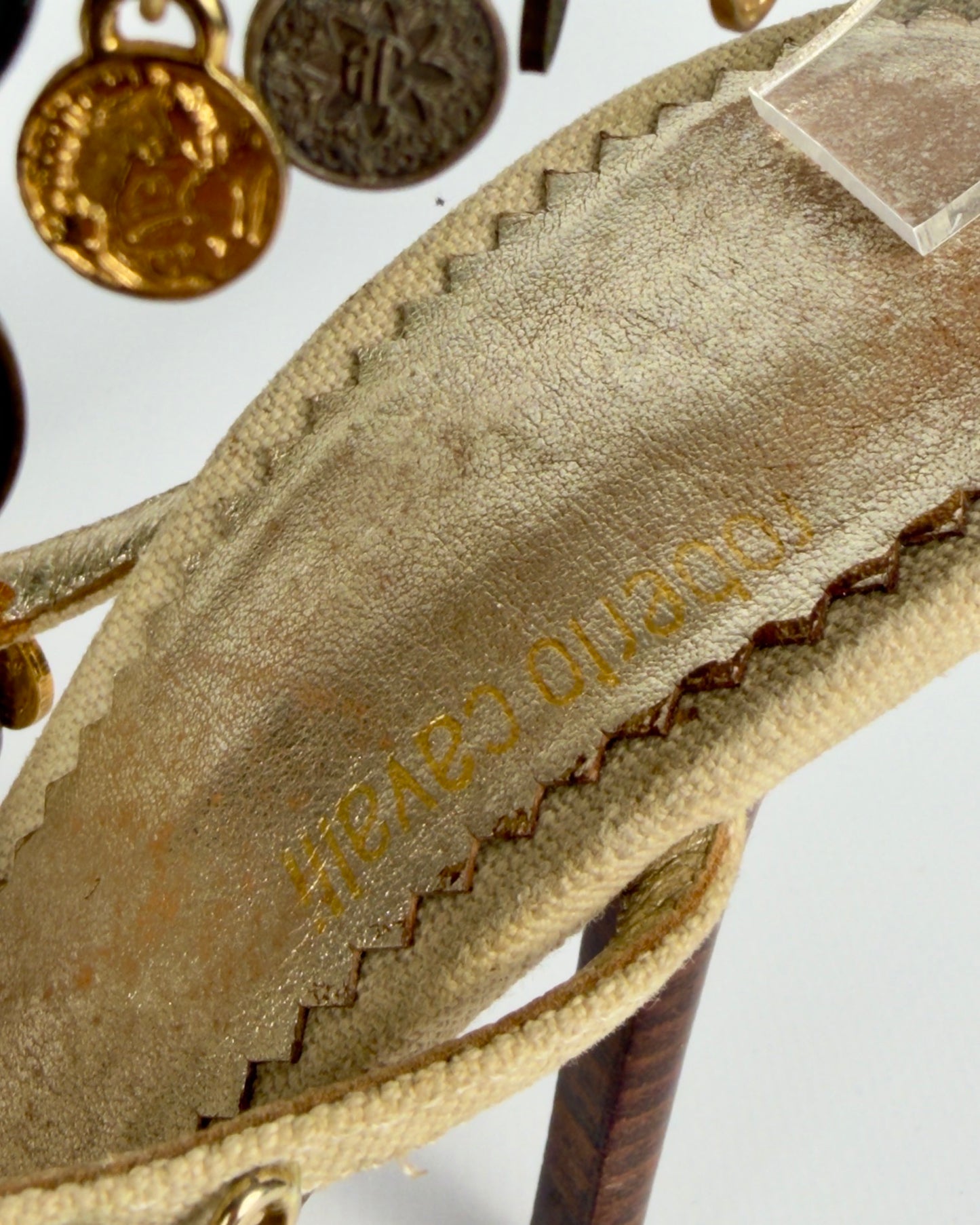 Roberto Cavalli Vintage 2000s Metallic Coins Heels — 39