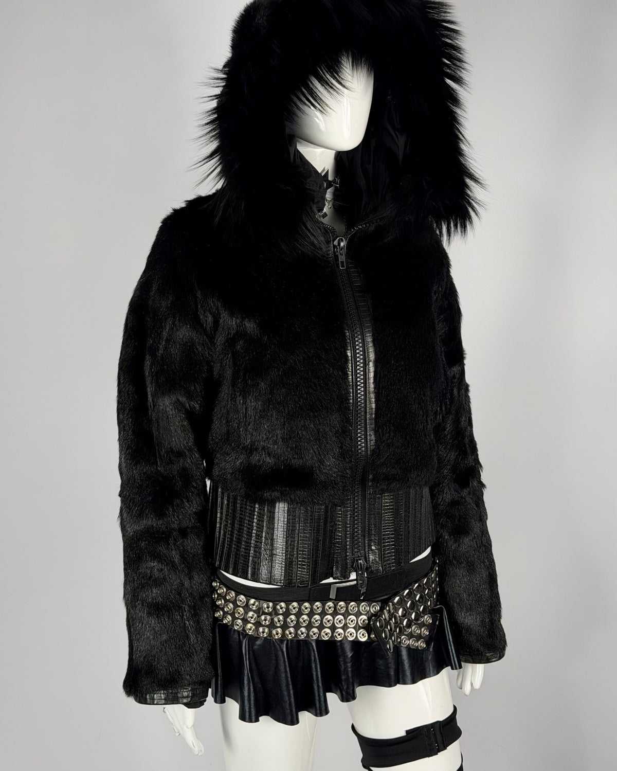 Vintage “Corset” Fur Leather Jacket Reversible — M/L
