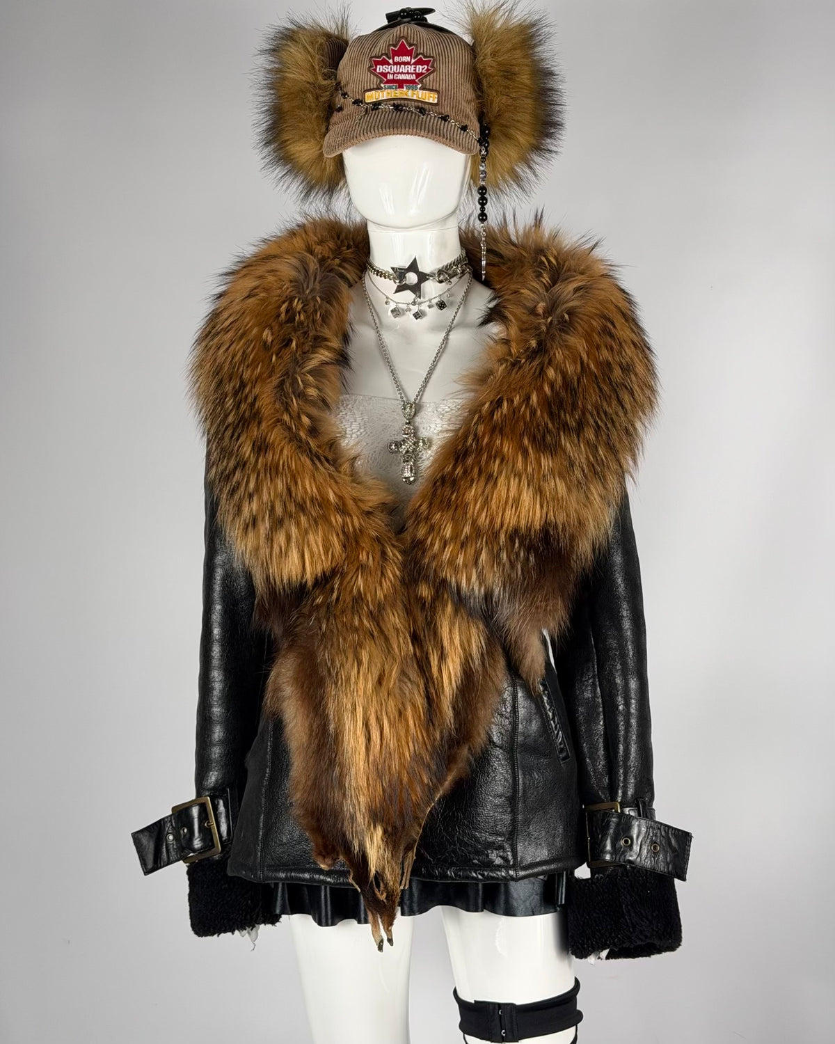 Vintage Fur Leather Jacket — M/L