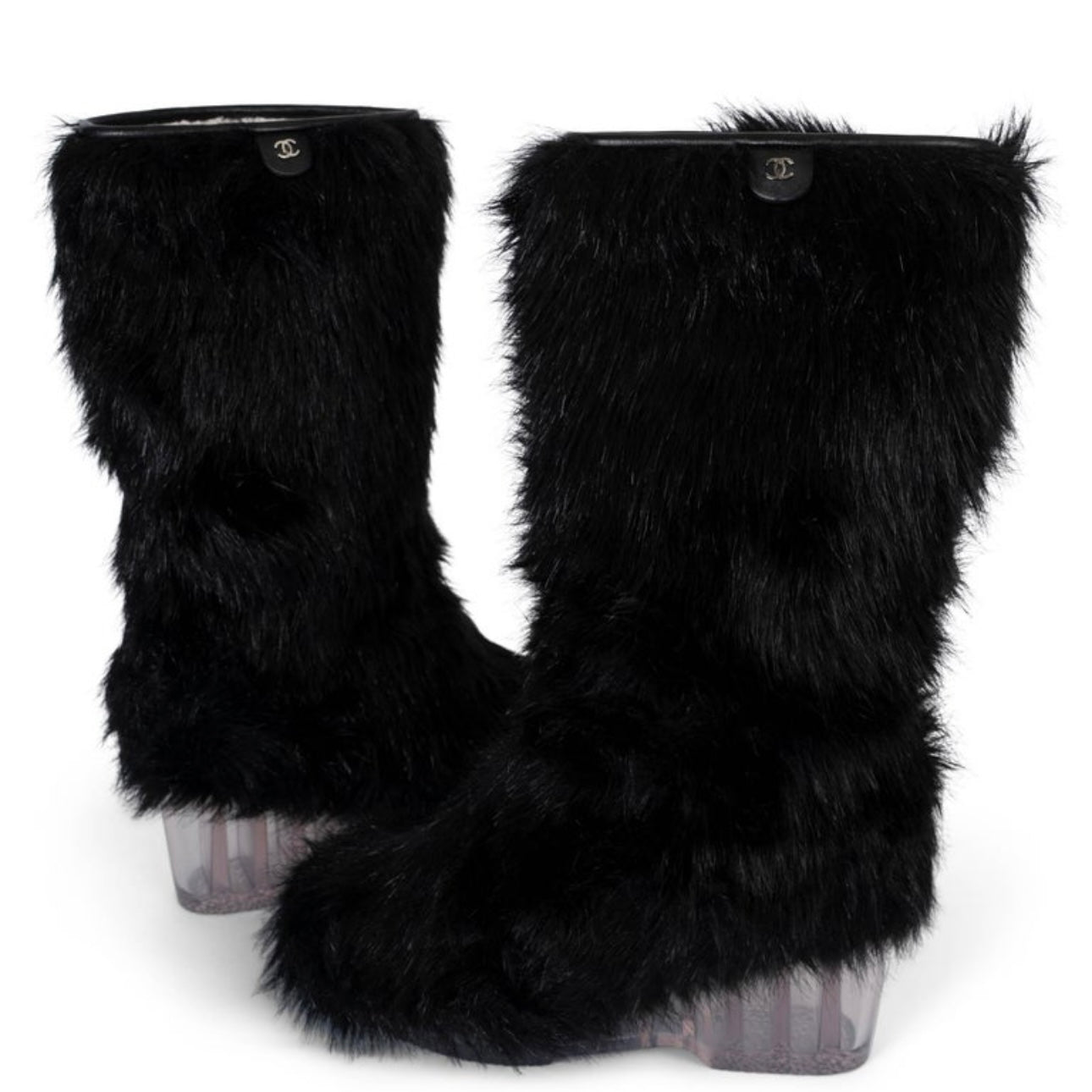 CHANEL Runway 2010 Faux Fur Ice Wedge Yeti Boots — 37.5/38