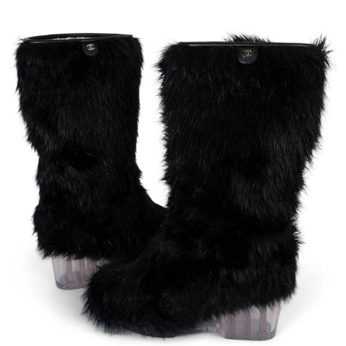 CHANEL Runway 2010 Faux Fur Ice Wedge Yeti Boots — 37.5/38