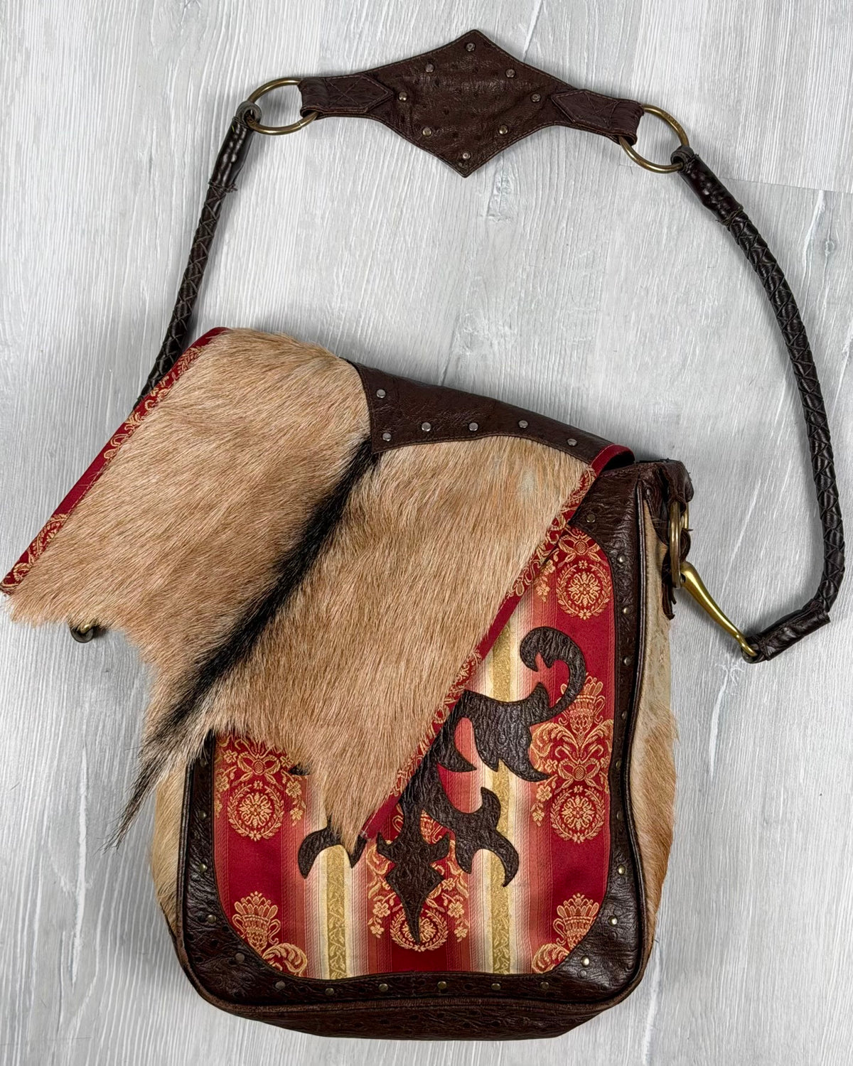 Vintage Fur Leather Cowhide Bag