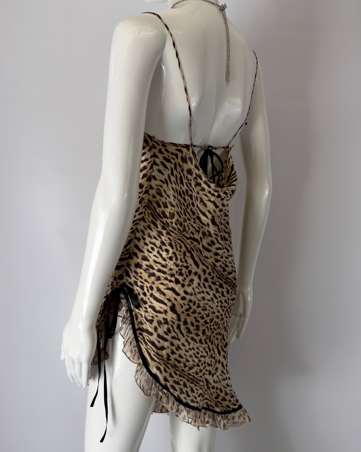 Roberto Cavalli early 2000s Leopard Silk Mini Dress