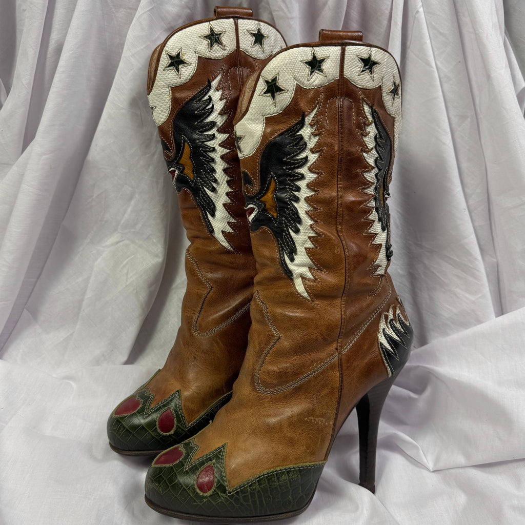 D&G SS04 Cowboy Boss Hearts Boots — 38