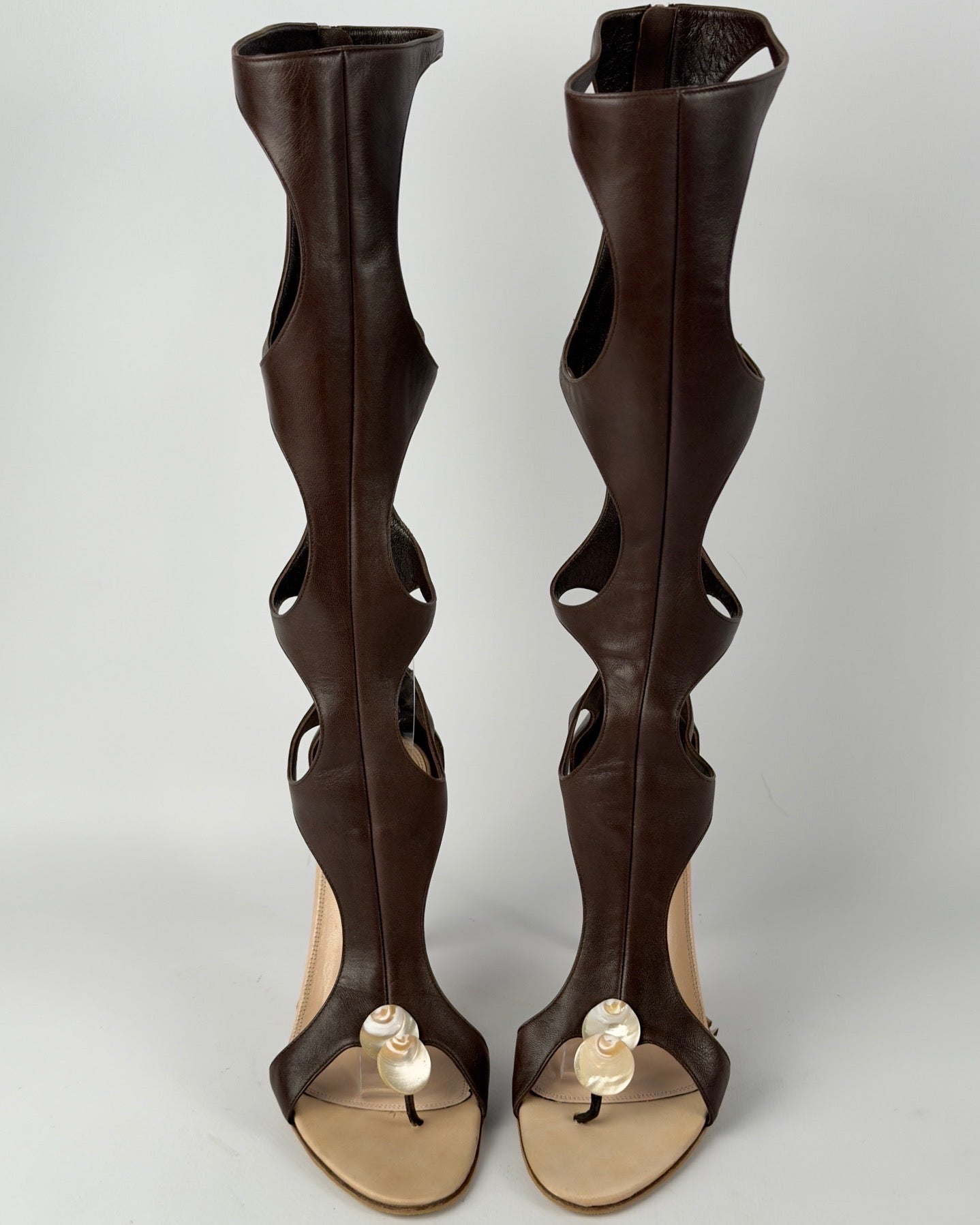 Sergio Rossi Seashells Gladiator Cut Out Boots — 39