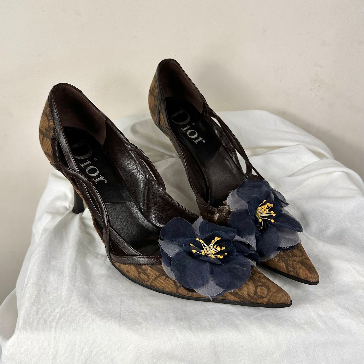 Dior Vintage Flower Monogram Heels 39/39.5