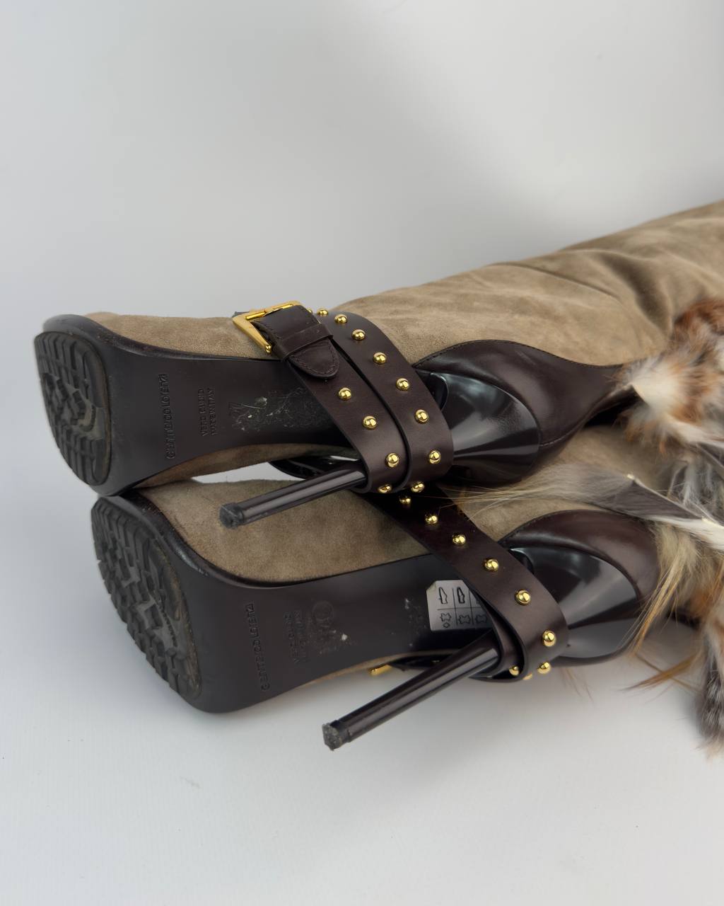 Gianmarco Lorenzi Vintage Fur Suede Heel Boots