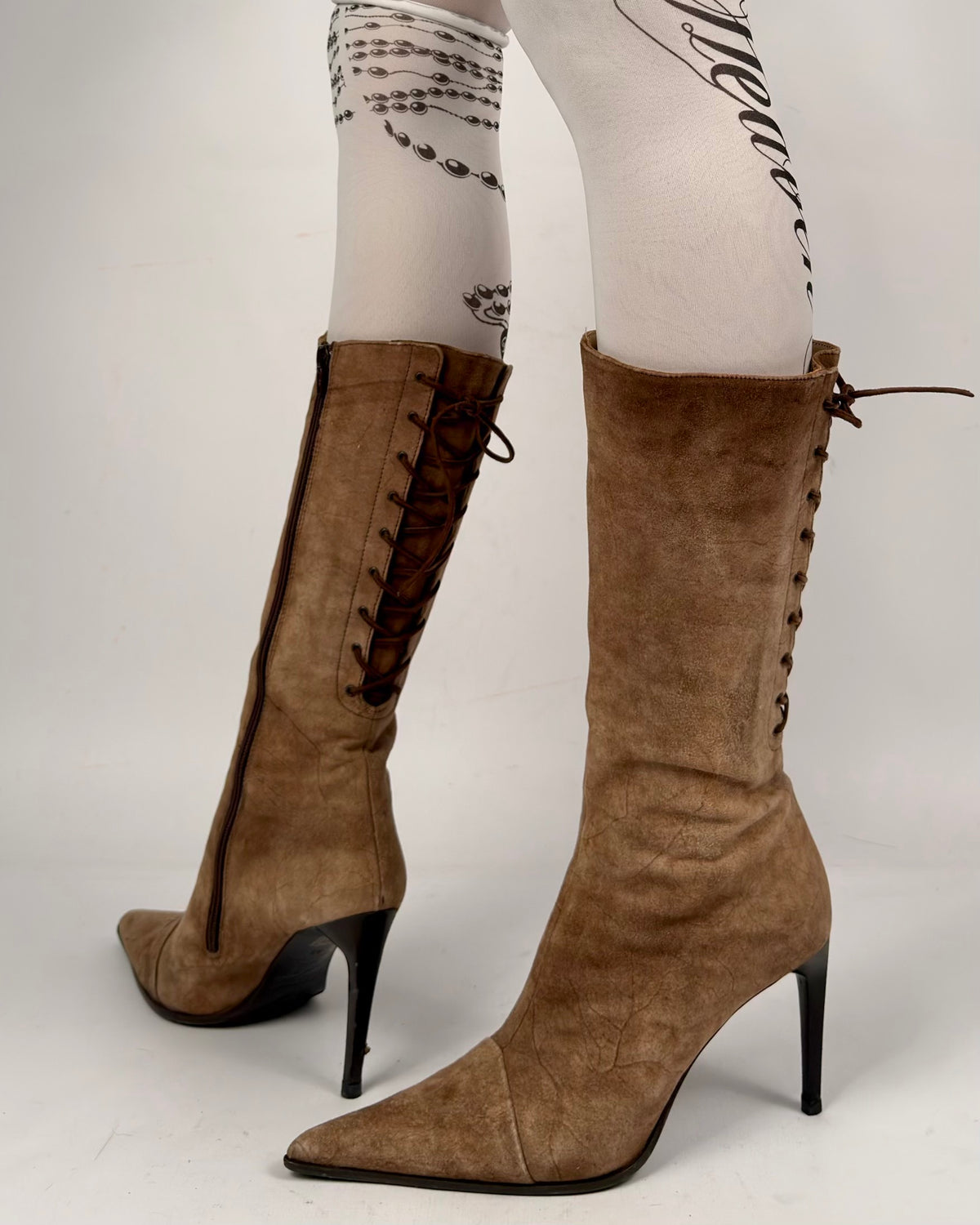 Le Silla Vintage Lace Up Leather Boots — 39