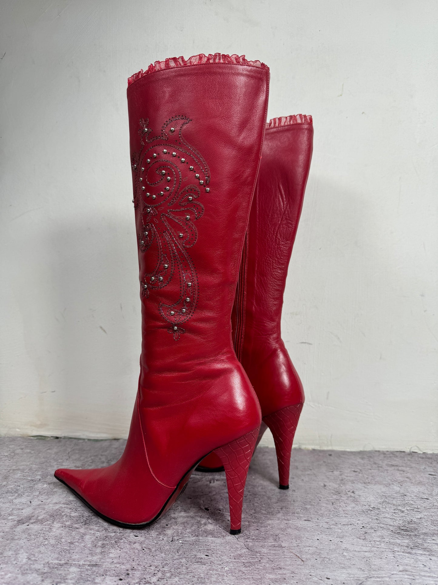 Vintage Italian Ferde Red Leather Boots 36.5/37