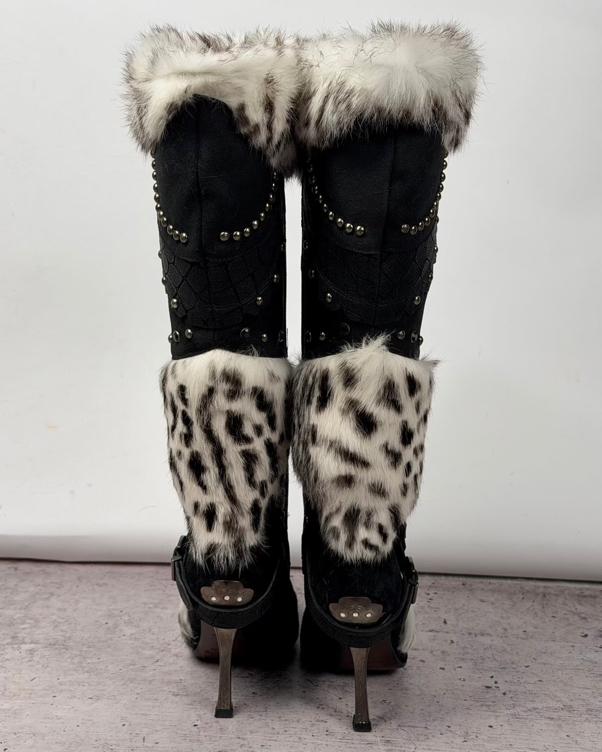 El Dantes Couture Vintage Leather Fur Boots — 37