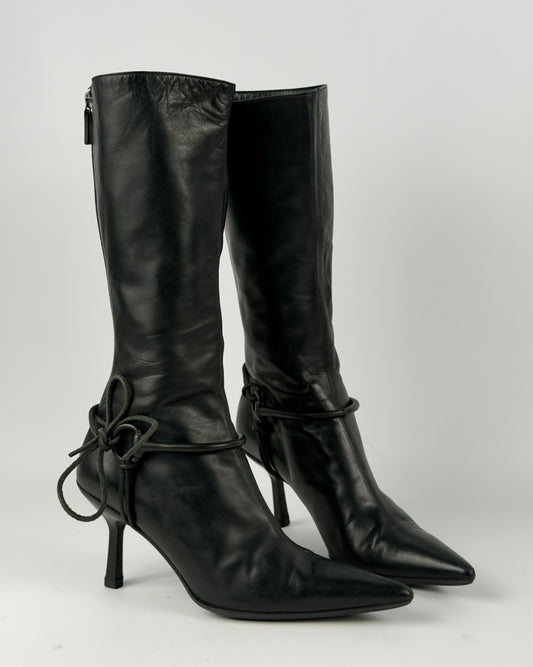 GUCCI BY TOM FORD AW99 HORSEBIT HARNESS RIDING HEEL BOOTS — 36.5