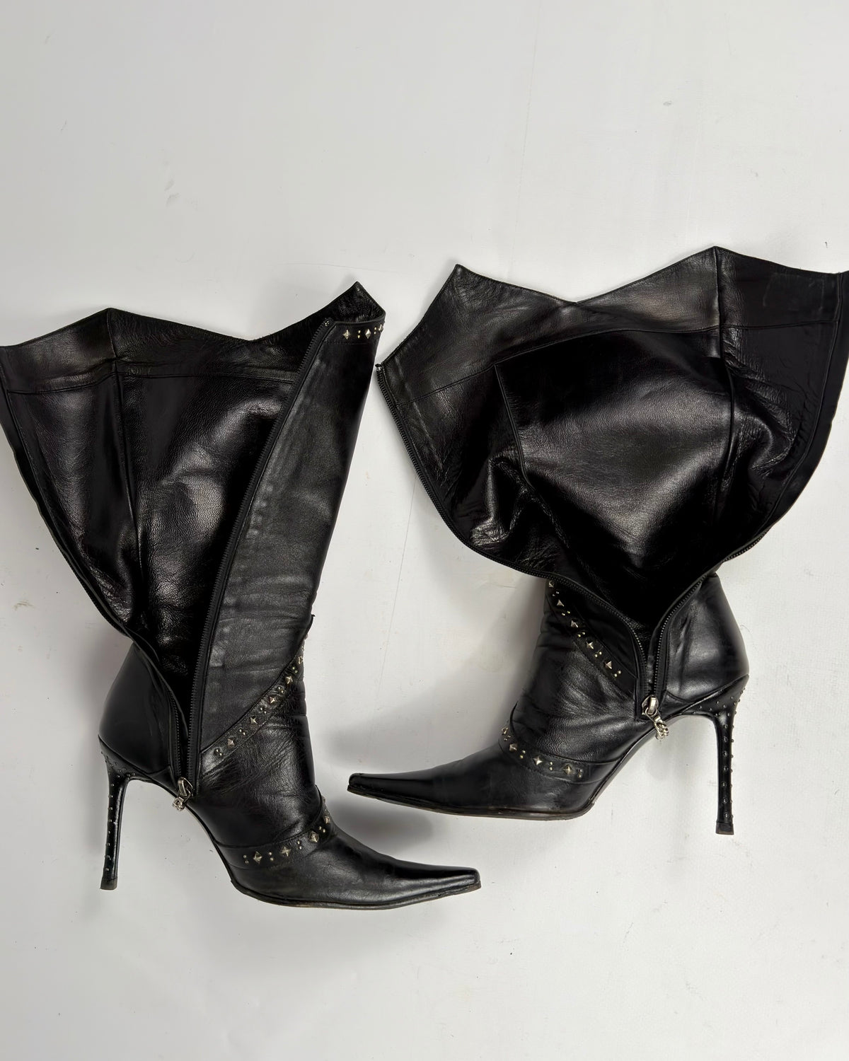 Cesare Paciotti Vintage Leather Studded Boots — 39