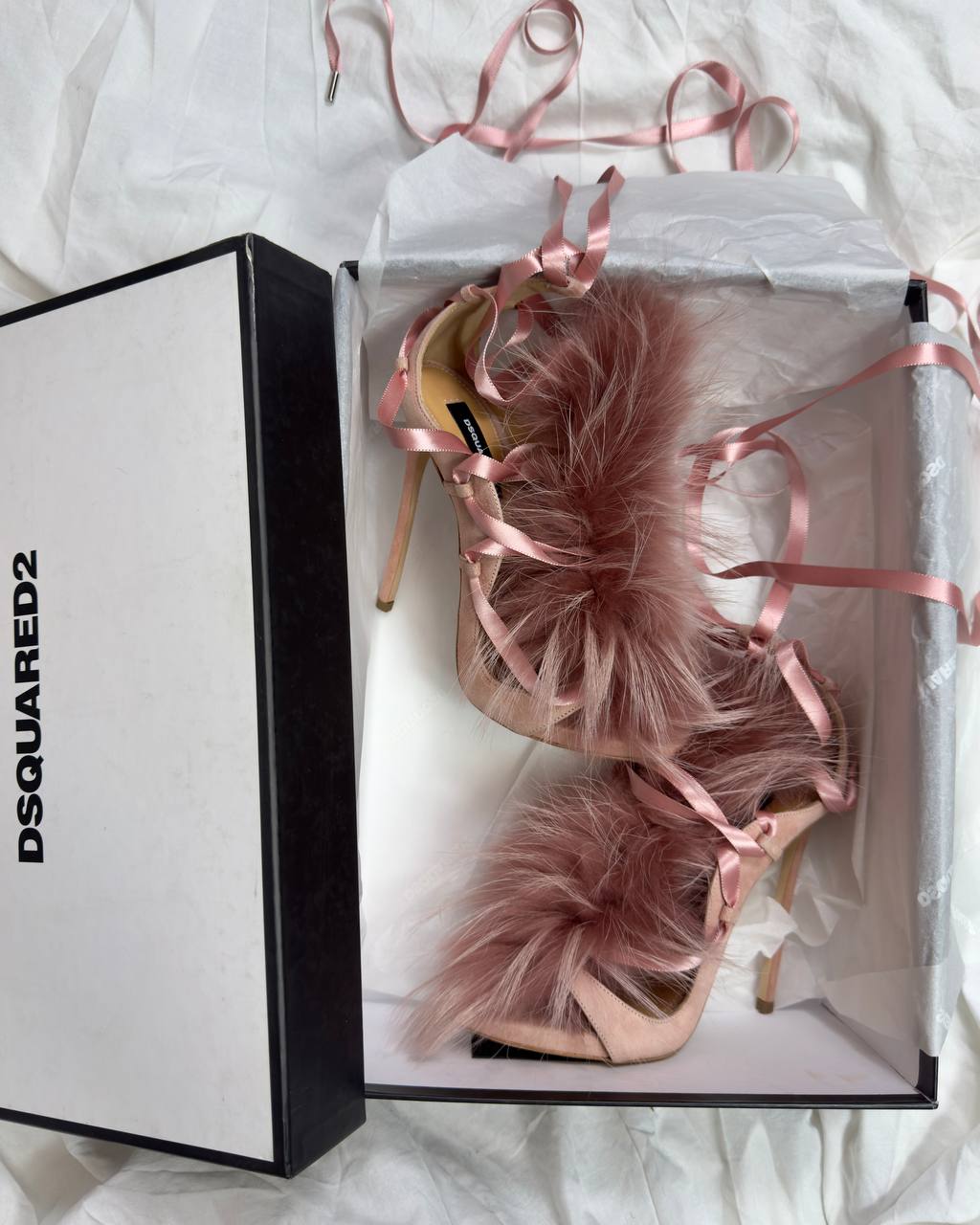 Dsquared Fur Riri Lace Up Heels