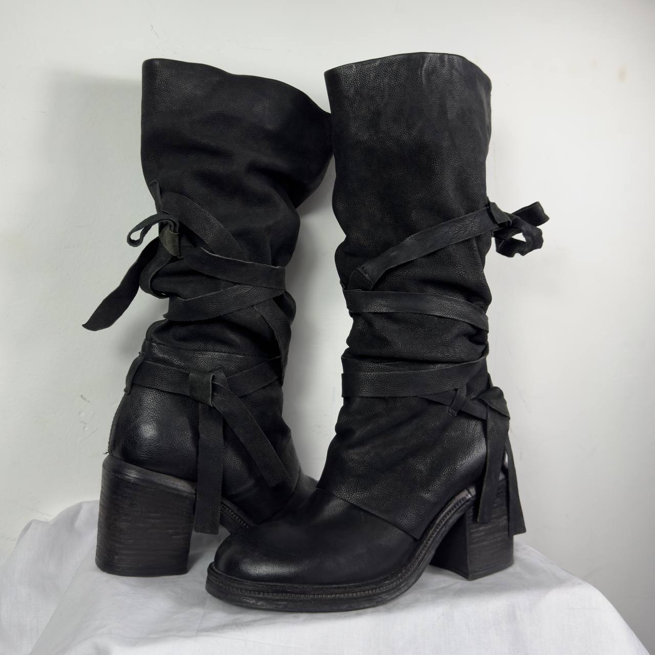 AS98 Vintage Leather Slouch Wrap Mummy Boots 40/40.5