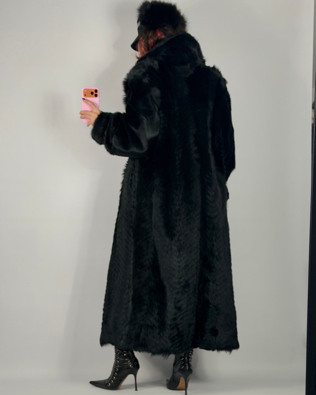 Vintage Long Black Fur Coat — S/L