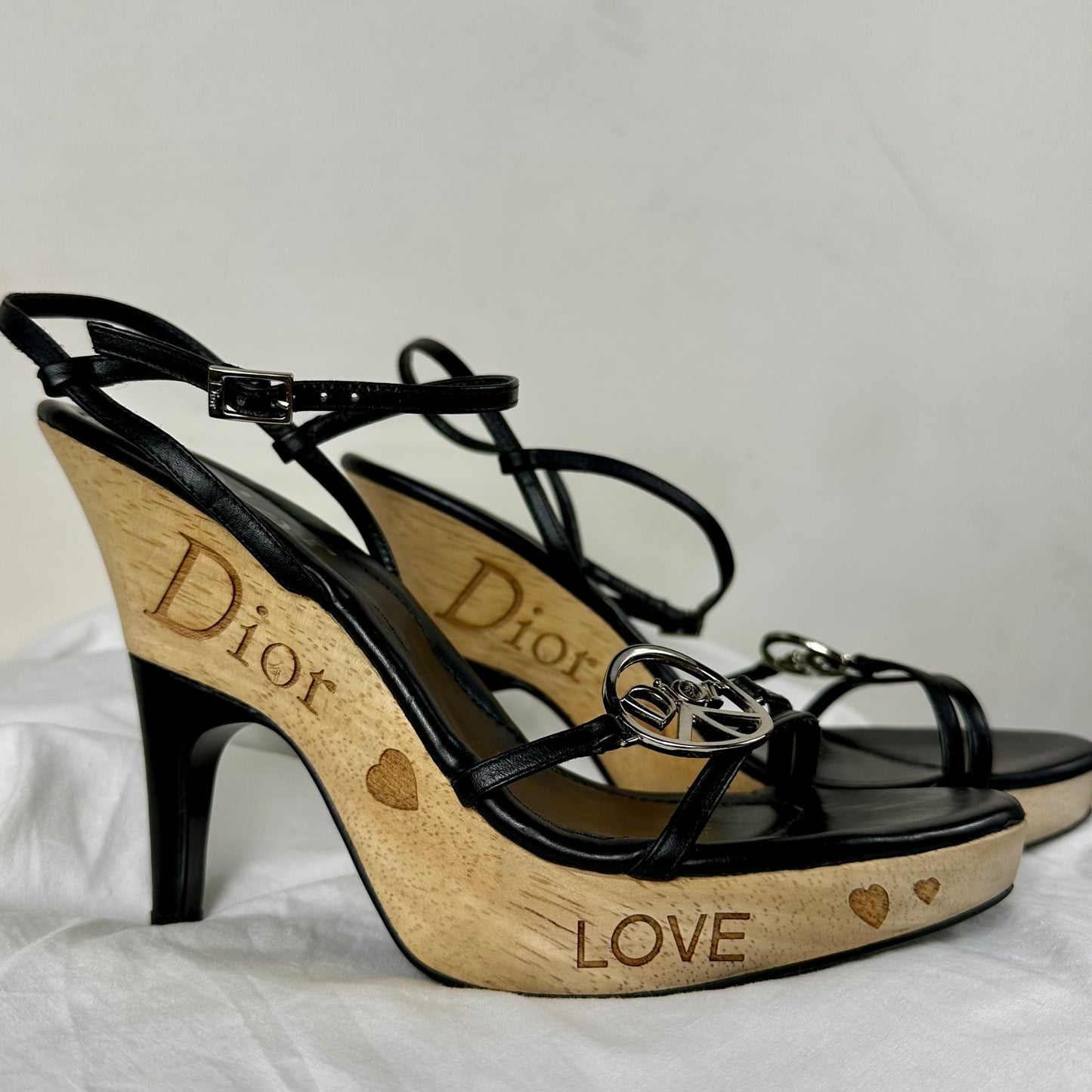 Dior Galliano Peace Wooden Heels 38/39