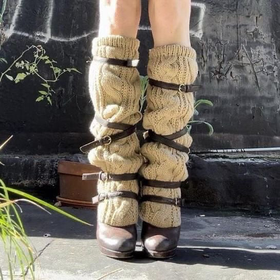 Vintage Knit Buckle Boots — 38/39