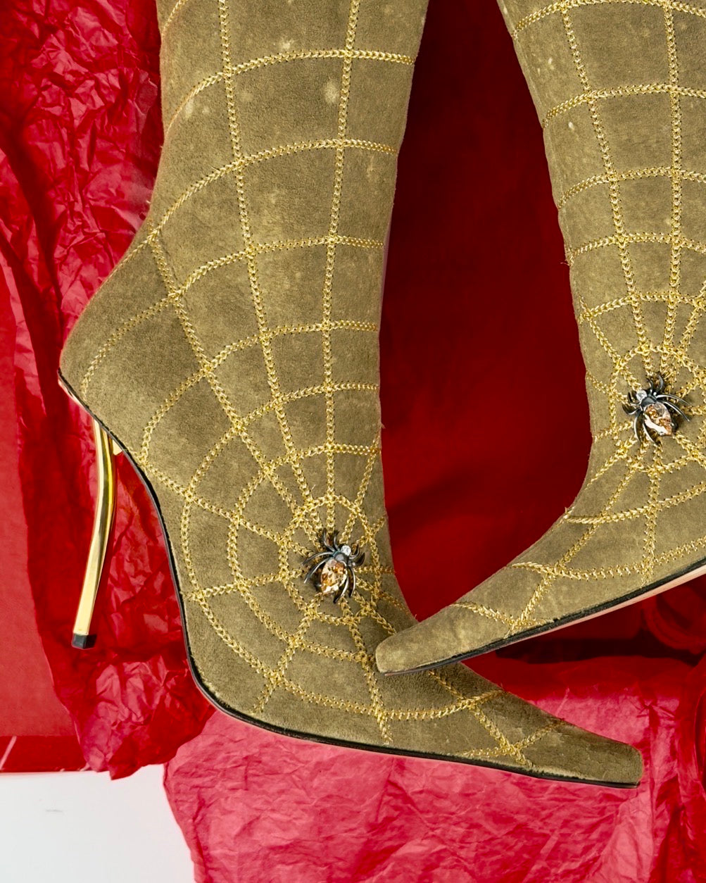 Hamlet Couture Italian Vintage Spiderweb Boots — 39/39.5