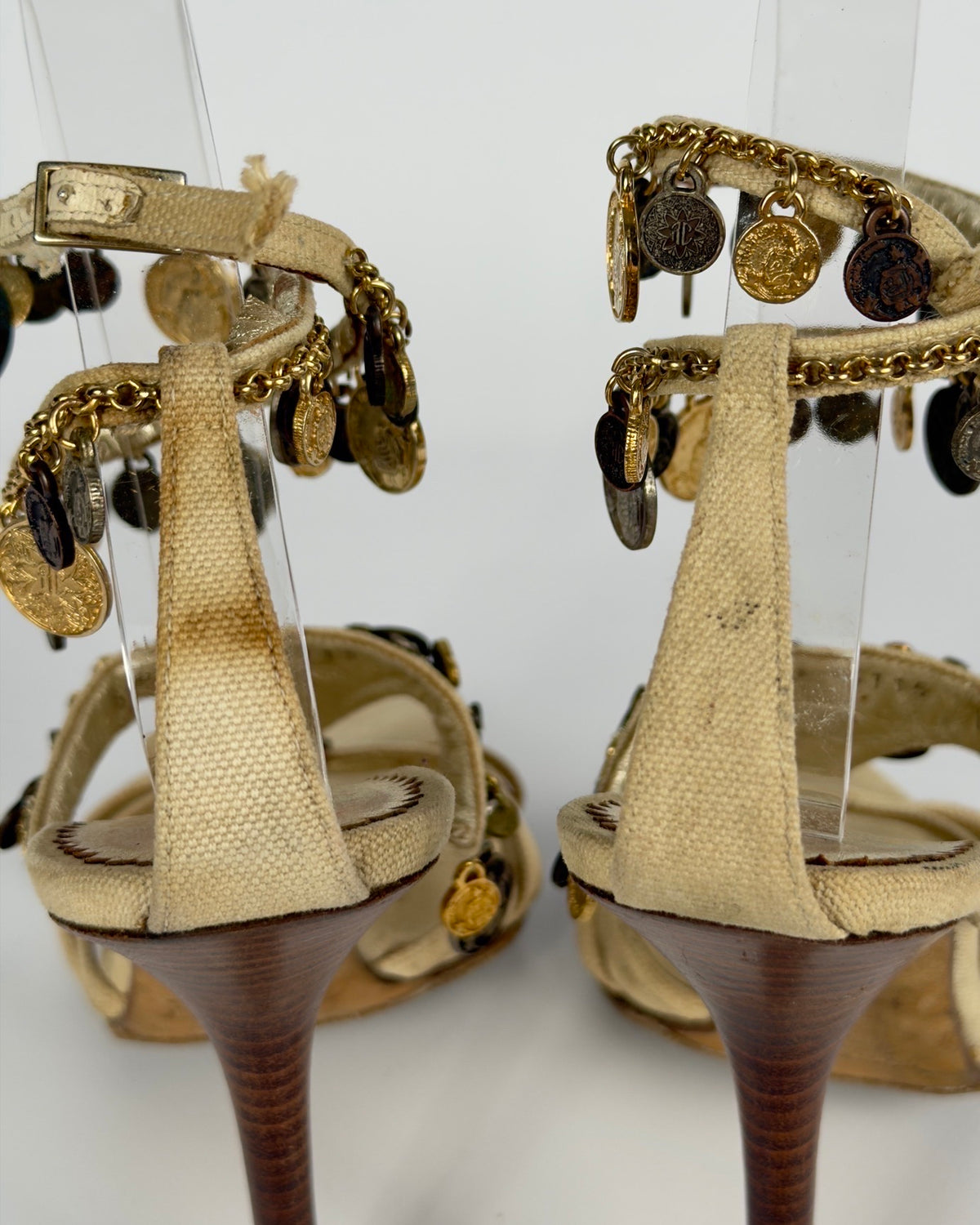 Roberto Cavalli Vintage 2000s Metallic Coins Heels — 39