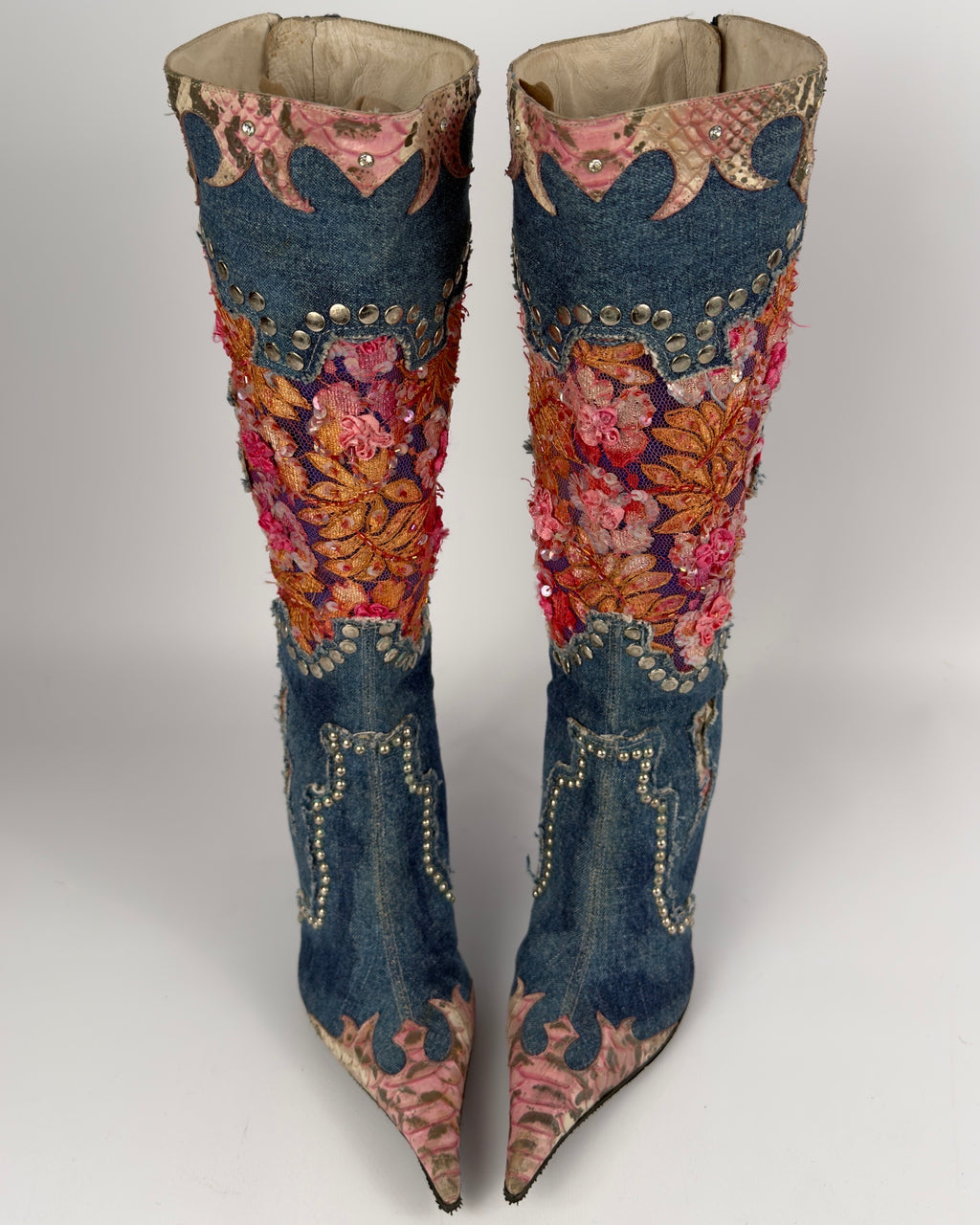 El Dante’s Couture Vintage Denim Boots