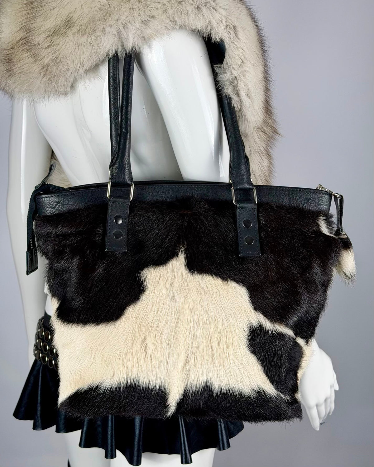 Vintage Cowhide Fur Leather Bag