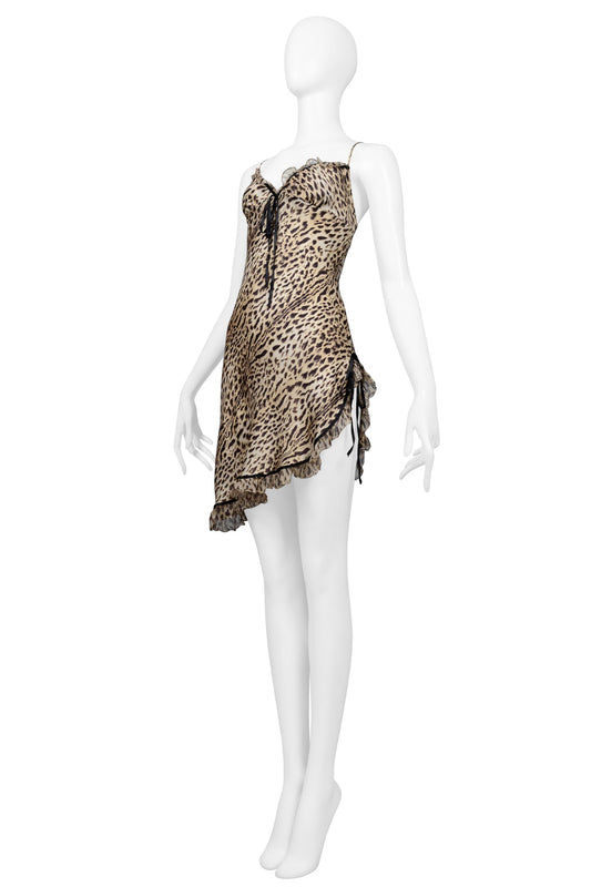 Roberto Cavalli early 2000s Leopard Silk Mini Dress